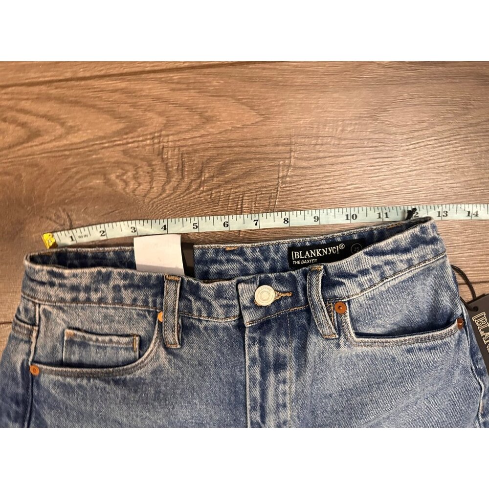Blank Nyc Baxter Ribcage Straight Leg Jean Women's Faux Leather Color Block 25 - Picture 9 of 10